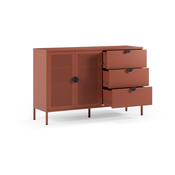 Terakotas oranža metāla kumode 140x90x40 cm Sayla – Marckeric-image-2