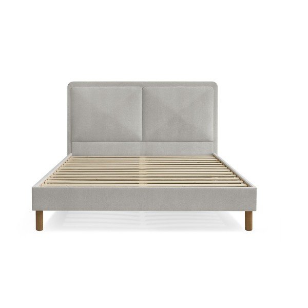 Pelēka polsterēta polsterēta divvietīga gulta ar redelēm 180x200 cm Mara – Bobochic Paris