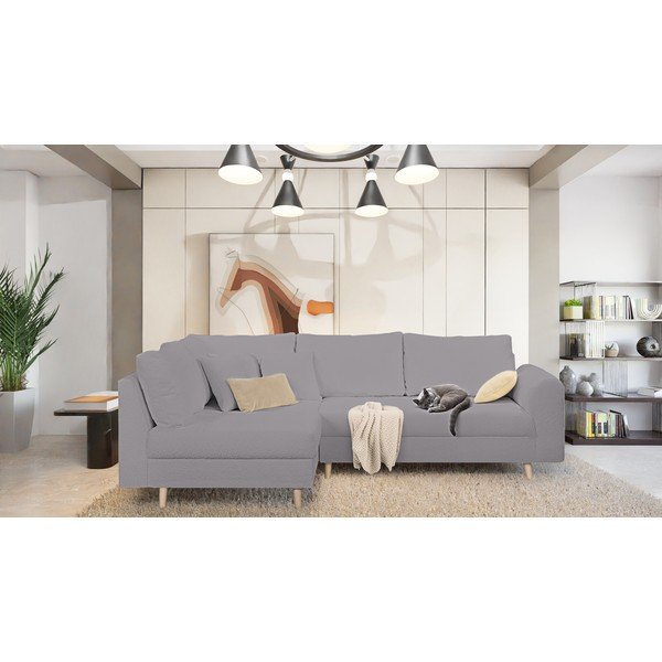 Tumši pelēks stūra dīvāns no buklē auduma (ar kreiso stūri) Ariella – Ropez-image-1