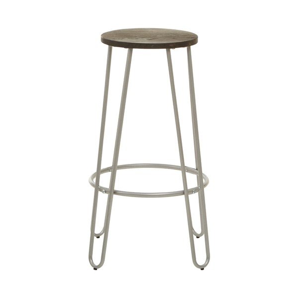 Sudraba krāsas/dabīga toņa gobas masīvkoka bāra taburete (sēdekļa augstums 75 cm) District – Premier Housewares-image-2