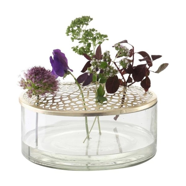 Stikla vāze A Simple Mess Kassandra Brass, ⌀ 20,5 cm-image-2