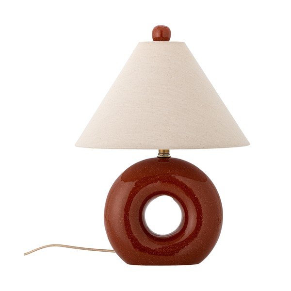 Sarkana/krēmkrāsas keramikas galda lampa ar auduma abažūru (augstums 42 cm) Panja – Bloomingville