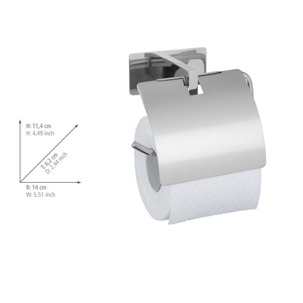 Spīdīgas sudraba krāsas nerūsējošā tērauda pašlīmējošs tualetes papīra turētājs Genova – Wenko-image-4