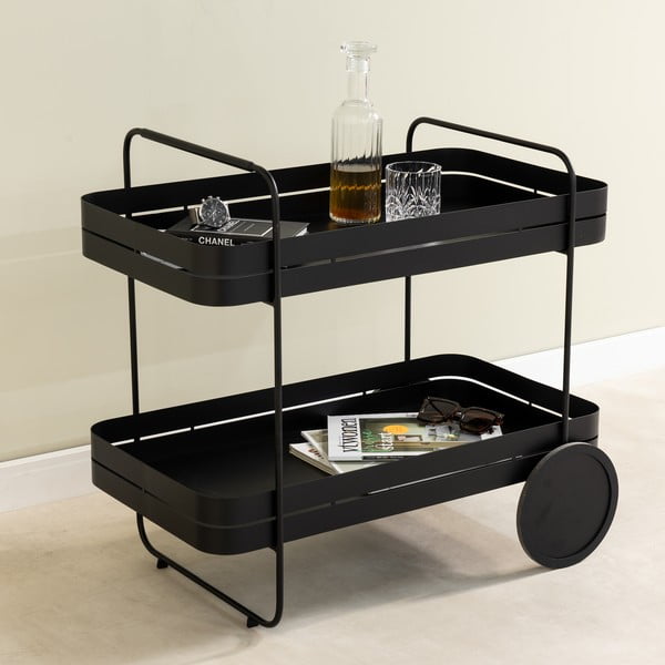 Metāla servēšanas galdiņš uz riteņiem 74x42 cm Gin & Trolley – Spinder Design-image-1