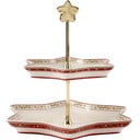 Sarkanbalts porcelāna uzkodu statīvs ar Ziemassvētku motīvu Villeroy & Boch
