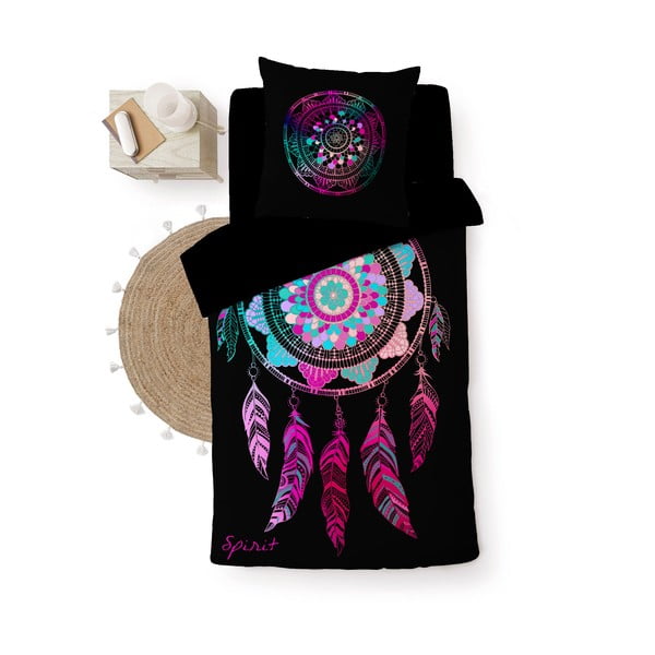 Melna vienguļamā kokvilnas gultas veļa 140x200 cm Porte Bonheur – douceur d'intérieur