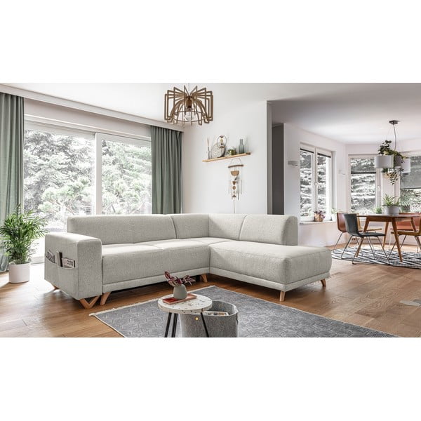 Bēšs salokāms/ar uzglabāšanas vietu stūra dīvāns (ar labo stūri/L veida) Classy Sophie – Miuform-image-3