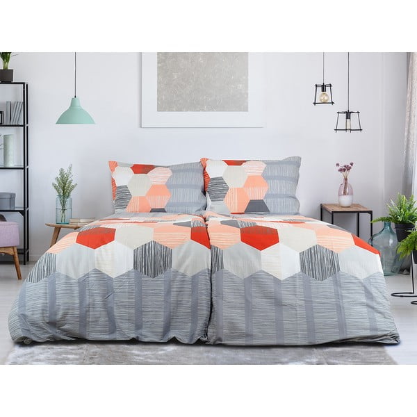 Pelēka vienguļamā gultas veļa no krepa auduma 140x200 cm Honey Comb – B.E.S.