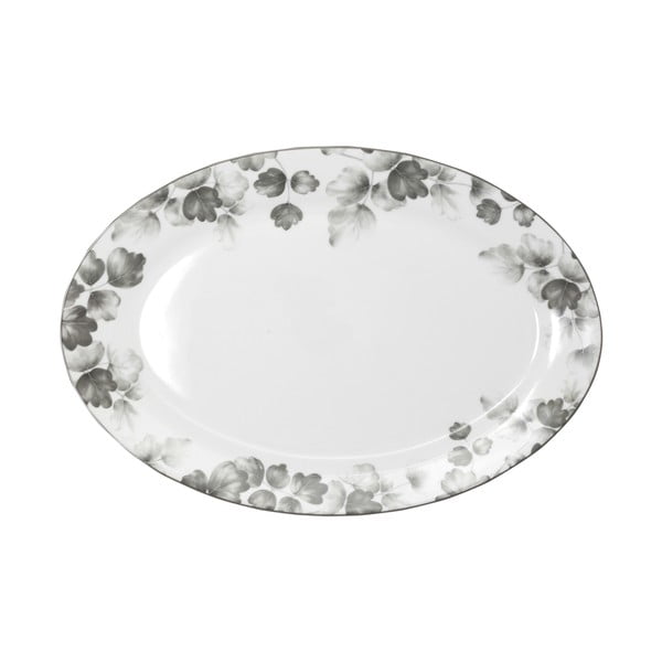 Balts/gaiši pelēks porcelāna servēšanas šķīvis ø 35,5 cm Foliage gray – Villa Altachiara
