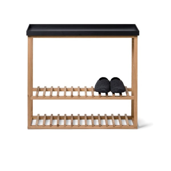 Apavu plaukts ar melnu ozolkoka virsmu Wireworks Hello Storage-image-1