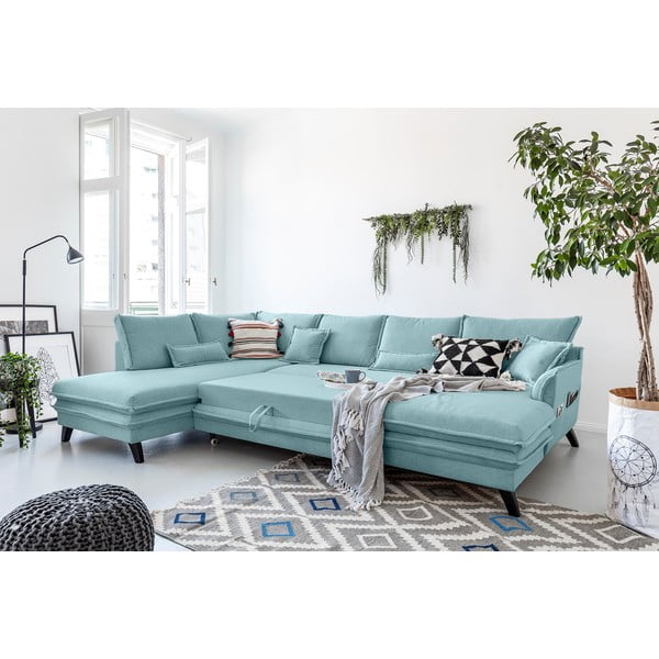 Gaiši zils izlaižams U-veida dīvāns Miuform Charming Charlie, kreisais stūris-image-4