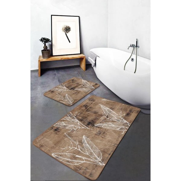 Brūni samta vannas istabas paklājiņi (2 gab.) 60x100 cm – Mila Home-image-3
