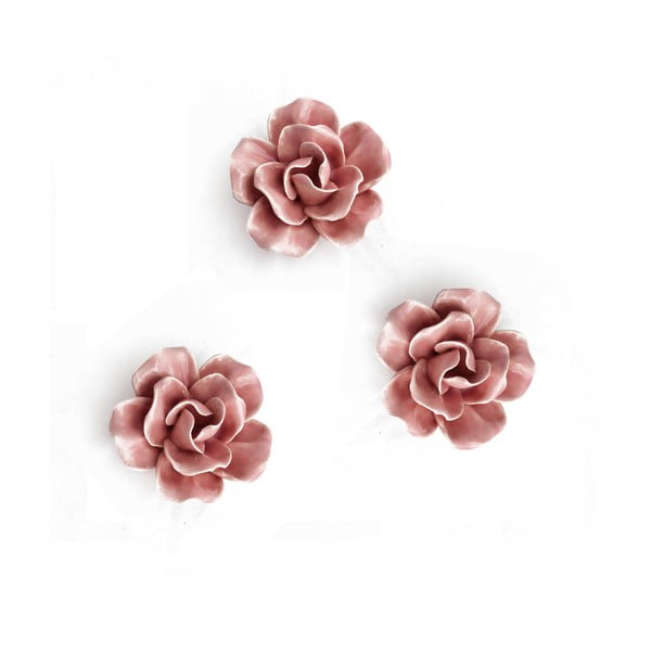 Keramikas zieds iekāršanai 3gab, rozā krāsā