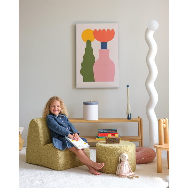 Zaļš bērnu pufs no buklē auduma – Wigiwama-image-2