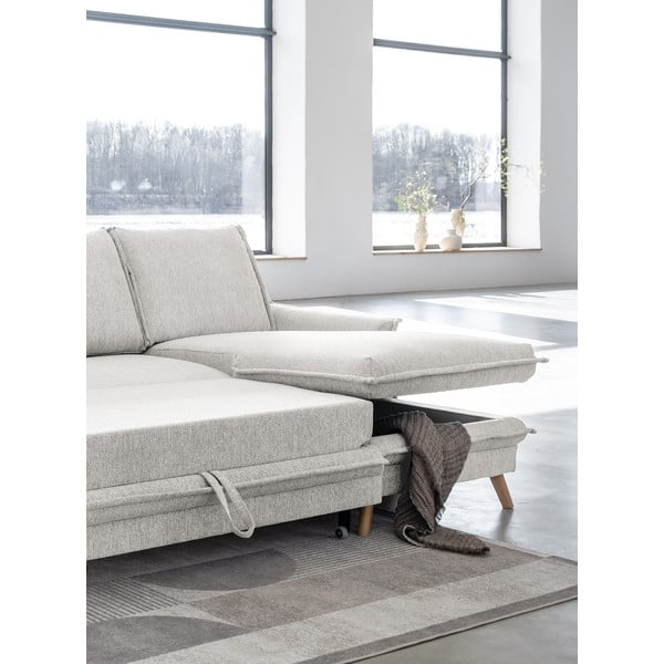 Bēšs salokāms stūra dīvāns (ar labo stūri) Charming Charlie – Miuform-image-4