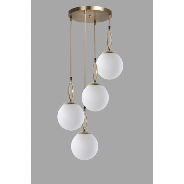 Balta/misiņa krāsas piekaramā lampa ar stikla abažūru ø 30 cm Morino – Opviq lights-image-2