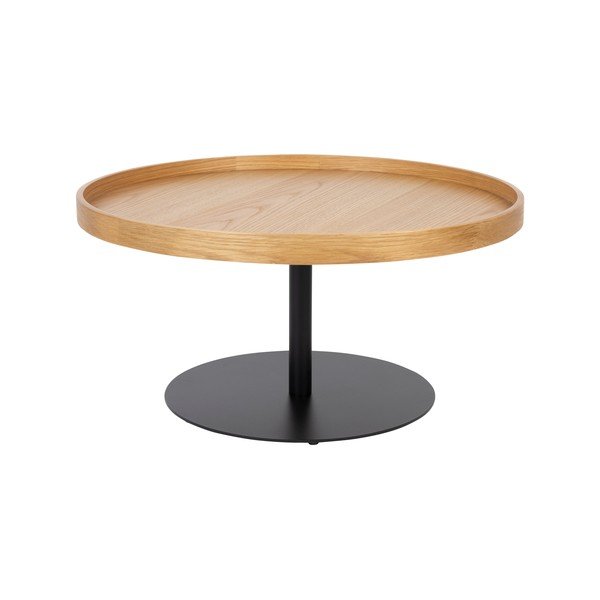 Dabīga toņa apaļš žurnālgaldiņš ar ozolkoka imitācijas galda virsmu ø 70 cm Yuri L – White Label
