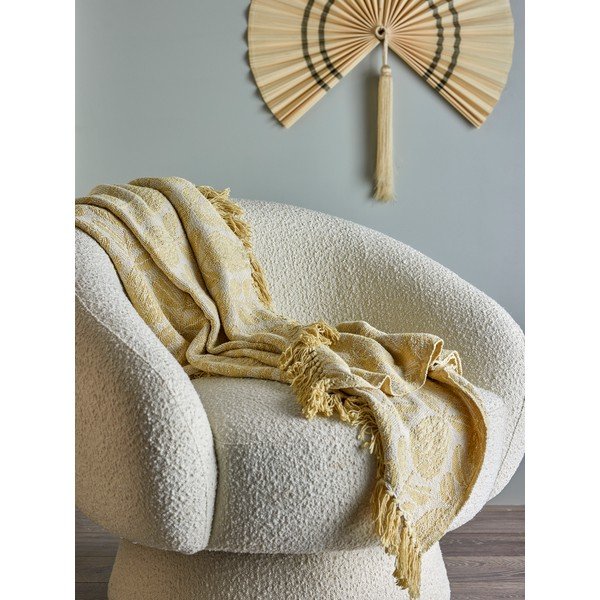 Dzeltens pleds no kokvilnas maisījuma 130x155 cm Pratello – Bloomingville-image-3