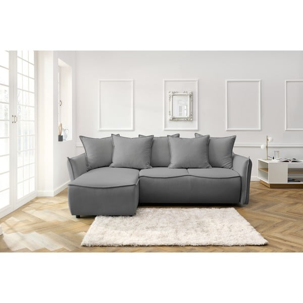 Gaiši pelēks salokāms stūra dīvāns (ar kreiso stūri) Leon – Bobochic Paris-image-1