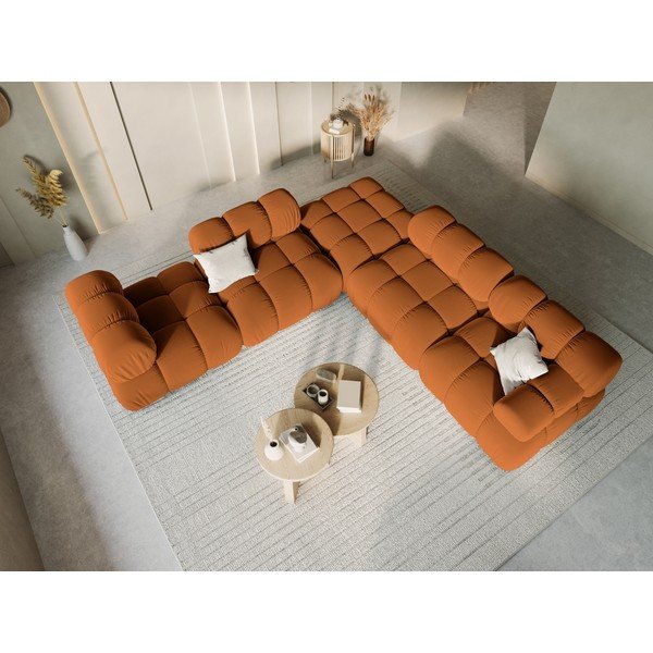 Terakotas oranžs samta kāju soliņš – Micadoni -image-1