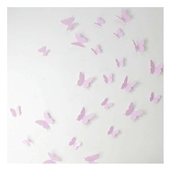12 rozā 3D uzlīmju komplekts Ambiance Butterflies