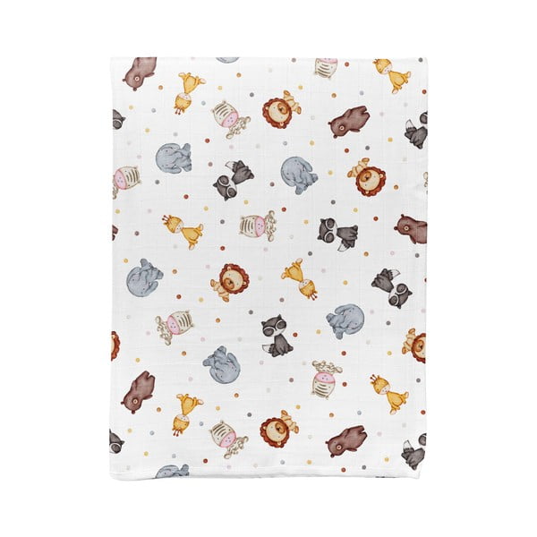 Balta muslīna bērnu sega 75x100 cm Zoo – Mijolnir