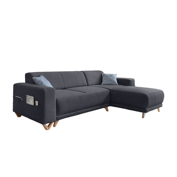 Antracīta pelēks salokāms/ar uzglabāšanas vietu stūra dīvāns Classy Sophie – Miuform