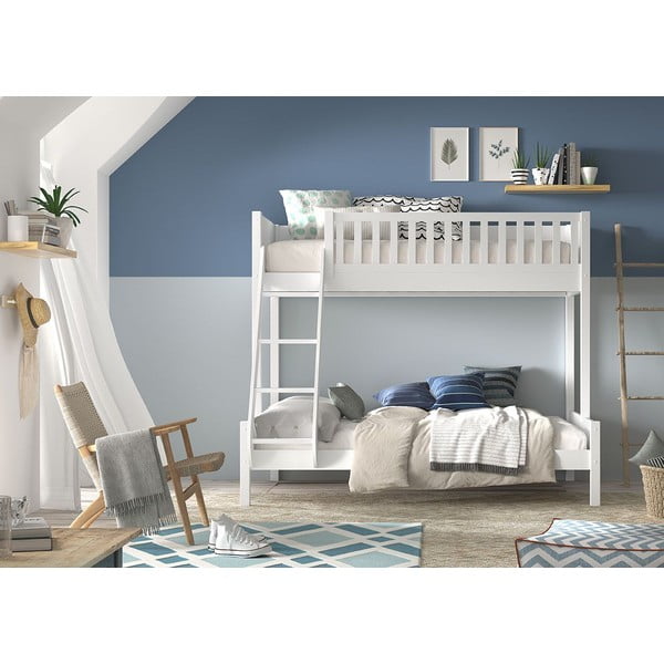 Balta divstāvu gulta bērniem 140x200/90x200 cm Scott – Vipack-image-1