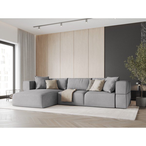 Gaiši pelēks stūra dīvāns (ar kreiso stūri) Esther – Milo Casa-image-1