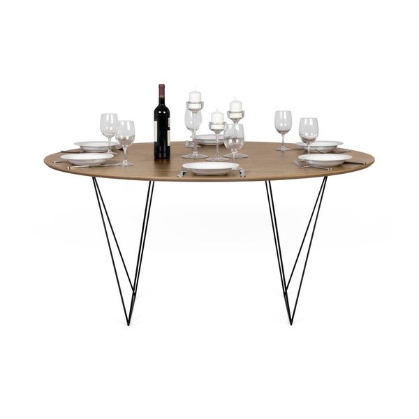 Ēdamgalds riekstkoka krāsā ar melnu Symbiosis Row pamatni, ⌀ 150 cm-image-2