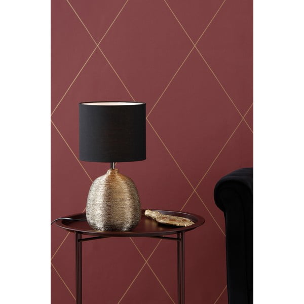 Melna/zelta krāsas galda lampa ar auduma abažūru (augstums 37,5 cm) Oscar – Markslöjd-image-1