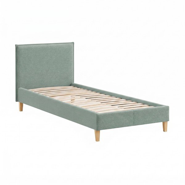 Zaļa polsterēta vienvietīga gulta ar redelēm 90x200 cm Tina – Ropez