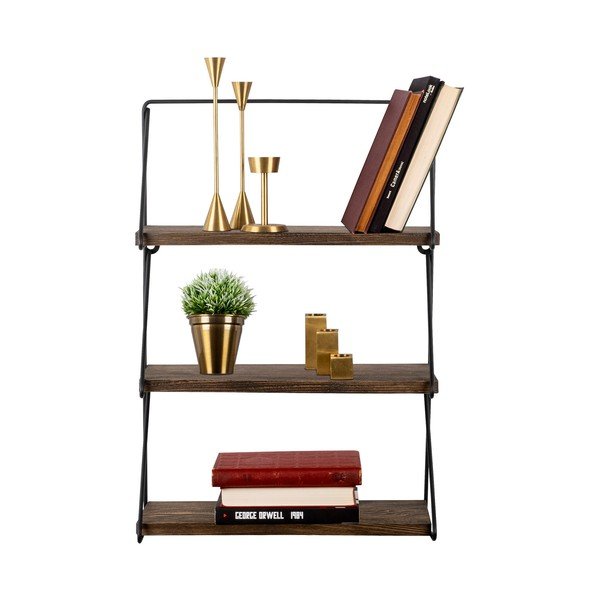 Dabīga toņa daudzlīmeņu egles masīvkoka sienas plaukts 40 cm Violaceae – Kalune Design-image-2