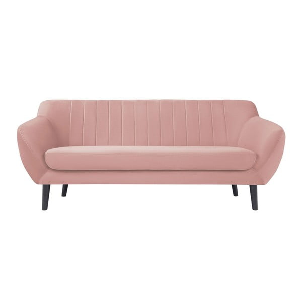 Gaiši rozā dīvāns trīs Mazzini Sofas Toscane, melnas kājas