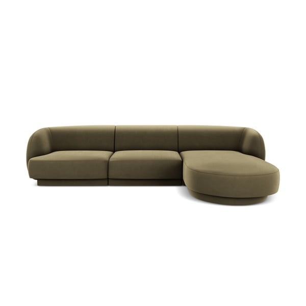 Zaļš samta stūra dīvāns (ar labo stūri) Miley  – Micadoni Home