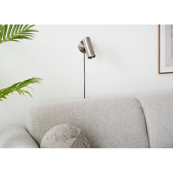 Sudraba krāsas tērauda sienas lampa ar vadu Paris – House Nordic-image-1