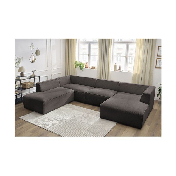 Brūns velveta modulārais stūra dīvāns (ar kreiso stūri/U veida) Megeve – Bobochic Paris-image-3