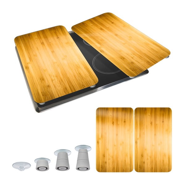 Rūdīta stikla plīts aizsargplāksnes (2 gab.) 52x30 cm Wooden – Maximex-image-2