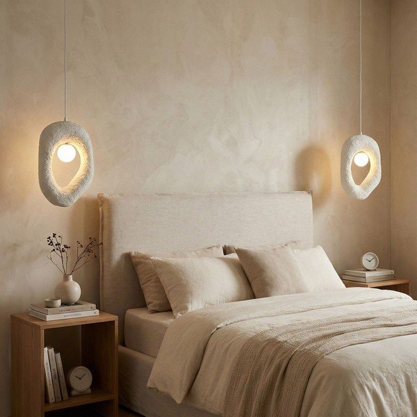 Balta metāla piekaramā lampa Lore – Opviq lights-image-1