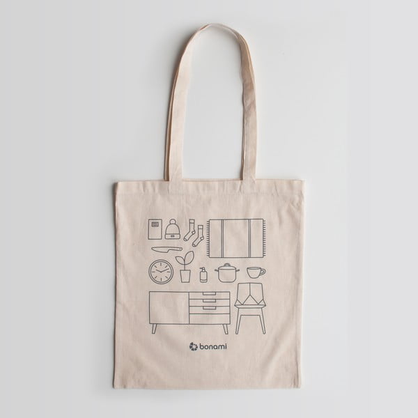 Krēmkrāsas audekla soma Bonami-image-1