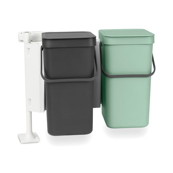 Piparmētru zaļa/tumši pelēka iebūvēta plastmasas atkritumu šķirošanas tvertne 24 l Sort & Go – Brabantia