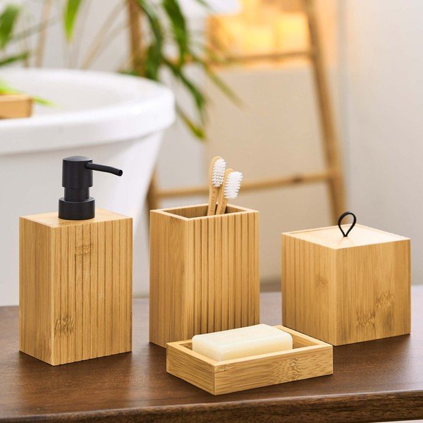 Dabīga toņa bambusa ziepju dozators Hanoi – douceur d'intérieur-image-1