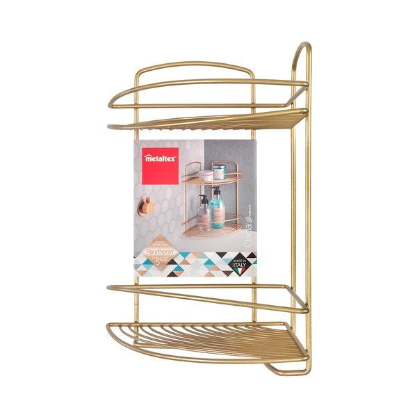 Zelta krāsas stūra tērauda vannas istabas plaukts Onda – Metaltex-image-2