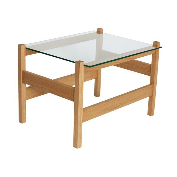 Dabīga toņa žurnālgaldiņš ar stikla galda virsmu 52x66 cm Ledge – Hübsch