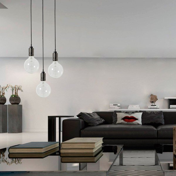 Melna piekaramā lampa bez abažūra SULION Vintage-image-1