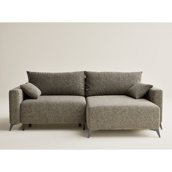 Brūns salokāms stūra dīvāns no šenila auduma ar uzglabāšanas vietu (ar labo stūri/ar zvilni) Leon – Maison de Rêve-image-2