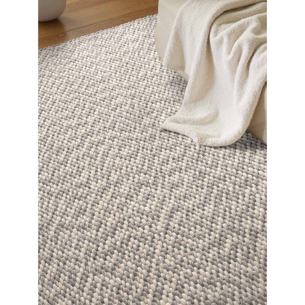 Gaiši pelēks/krēmkrāsas ar rokām darināts vilnas paklājs 140x200 cm Lyon Beans – Elle Decoration-image-3