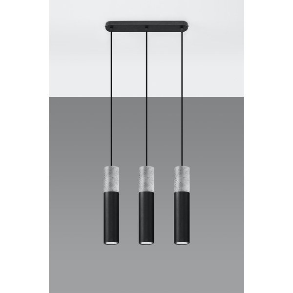Melna griestu lampa ar pelēku dekoru Sollux Edo, garums 40 cm-image-3