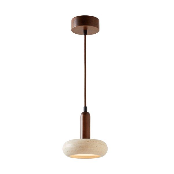 Brūna/bēša LED piekaramā lampa ar akmens abažūru ø 15 cm Karo – Opviq lights