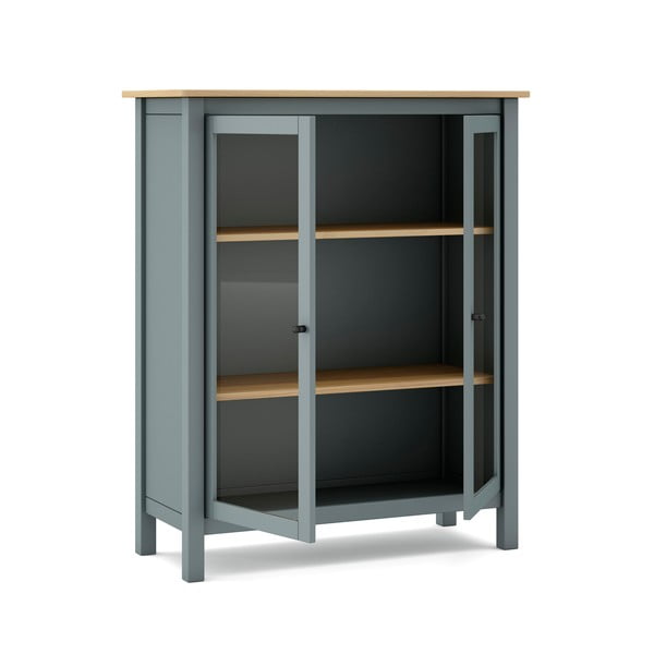 Dūmakaini zaļa priedes masīvkoka vitrīna 90x110x40 cm Misti – Marckeric-image-3